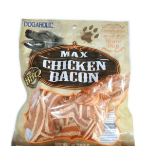 Dogaholic Chicken Bacon treat is made for these bacon lover dogs! Dogs love the taste of bacon-that's why they love chicken strip dog treats.